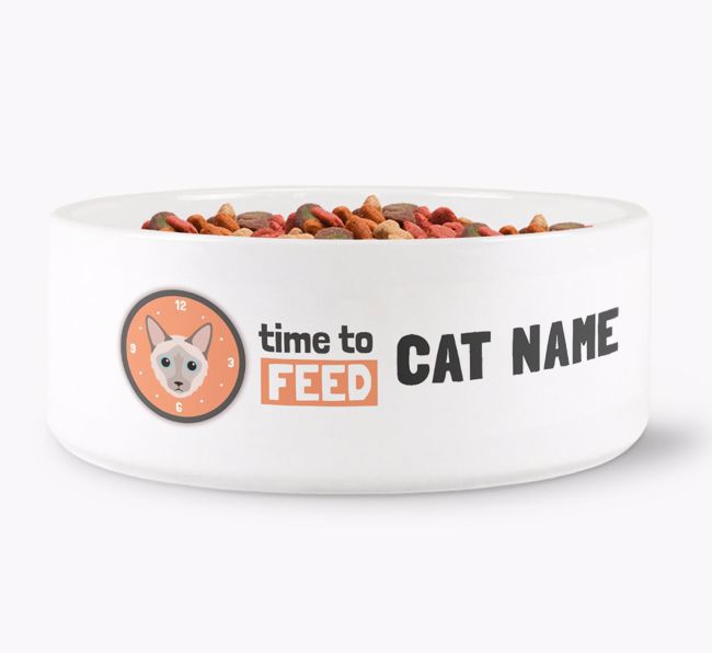 'Time to Feed {dogsName}' - Personalised Cat Bowl for your {breedFullName}